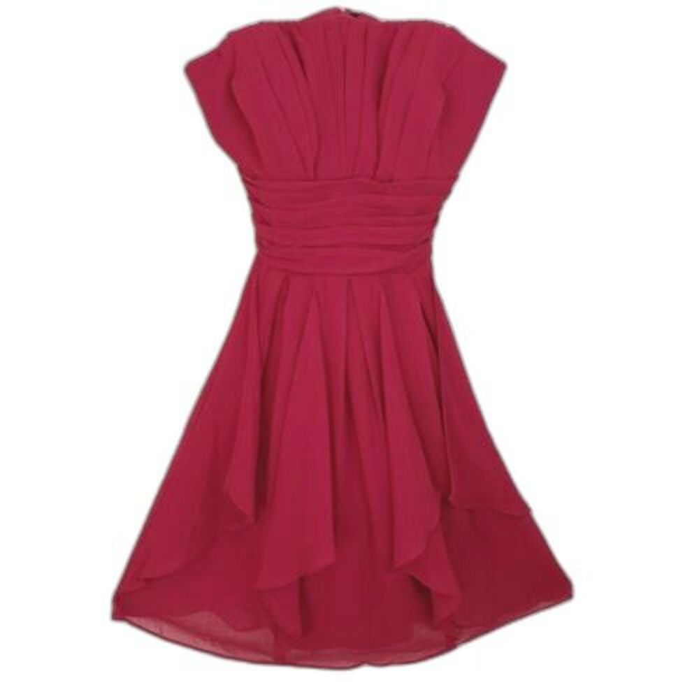 Davids Bridal Strapless Dress Size 4 Red Chiffon Homecoming Prom Formal Cocktail